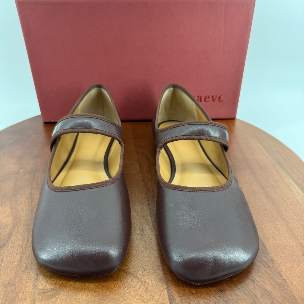 Maeve Square Toe Mary Jane Flats Brown Leather Anthropologie Brazil  Womens 8 - Picture 6 of 11